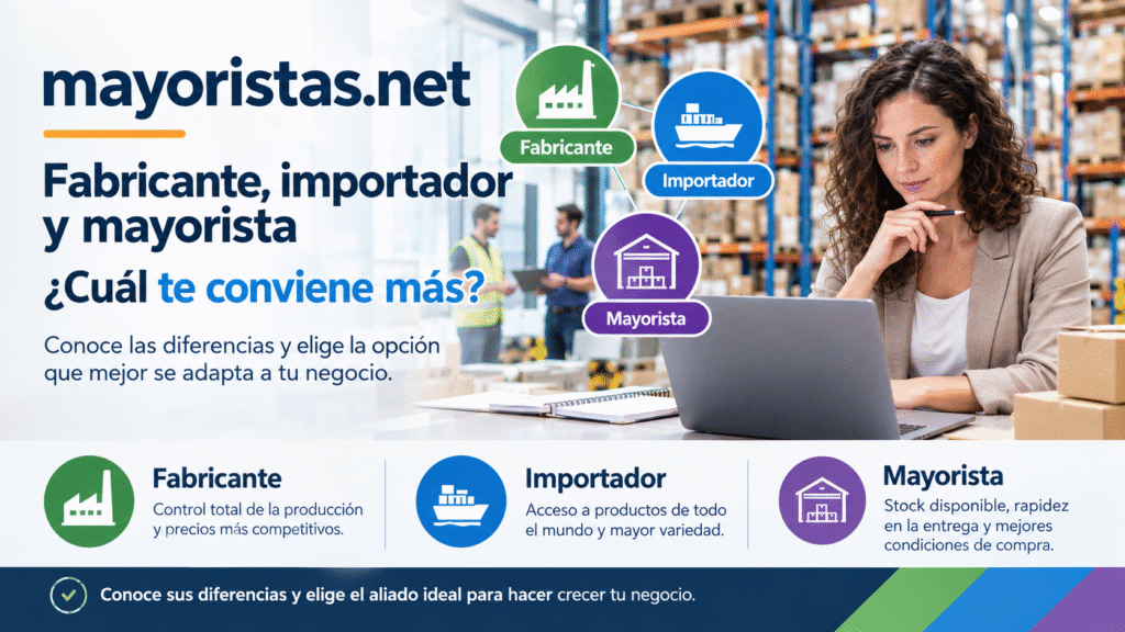 Diferencia entre fabricante, importador y mayorista cuál te conviene más