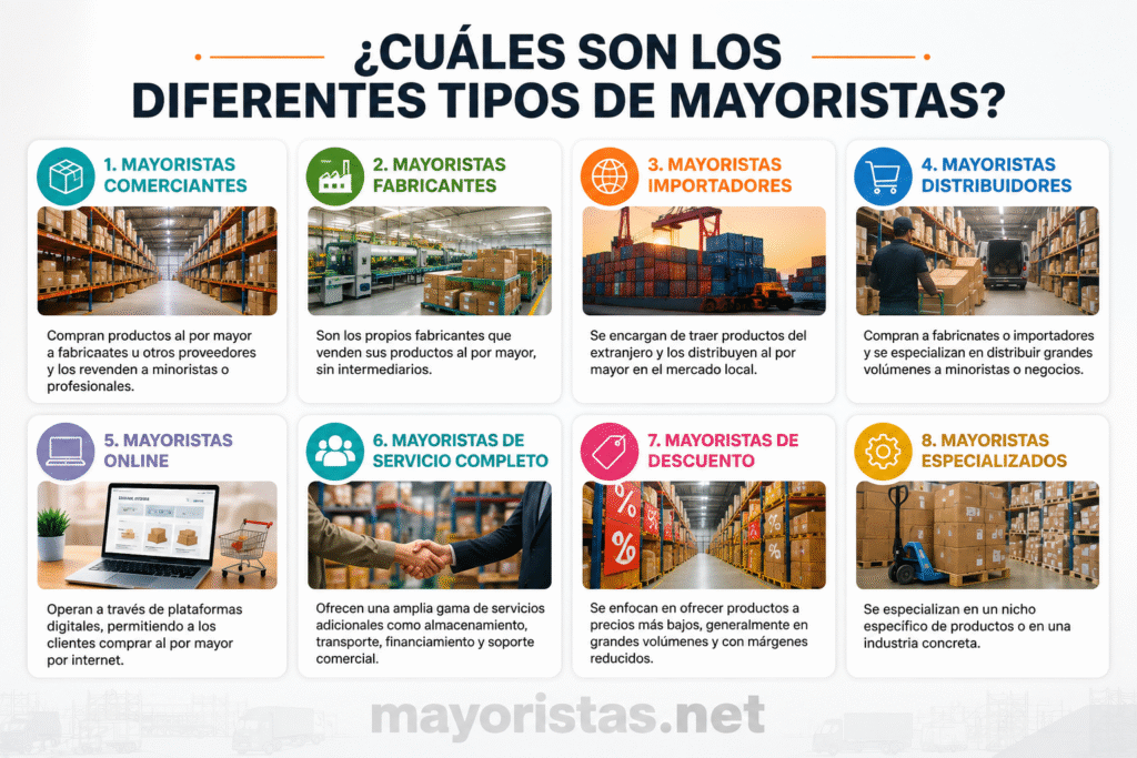 ¿Cuáles son los diferentes tipos de mayoristas?